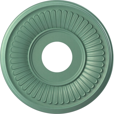Ekena Millwork Berkshire PVC Medallion (Canopies up to 5 3/4"), 13"OD x 3 1/2"ID x 3/4"P, Metallic Sea Mist CMP13BEFSM
